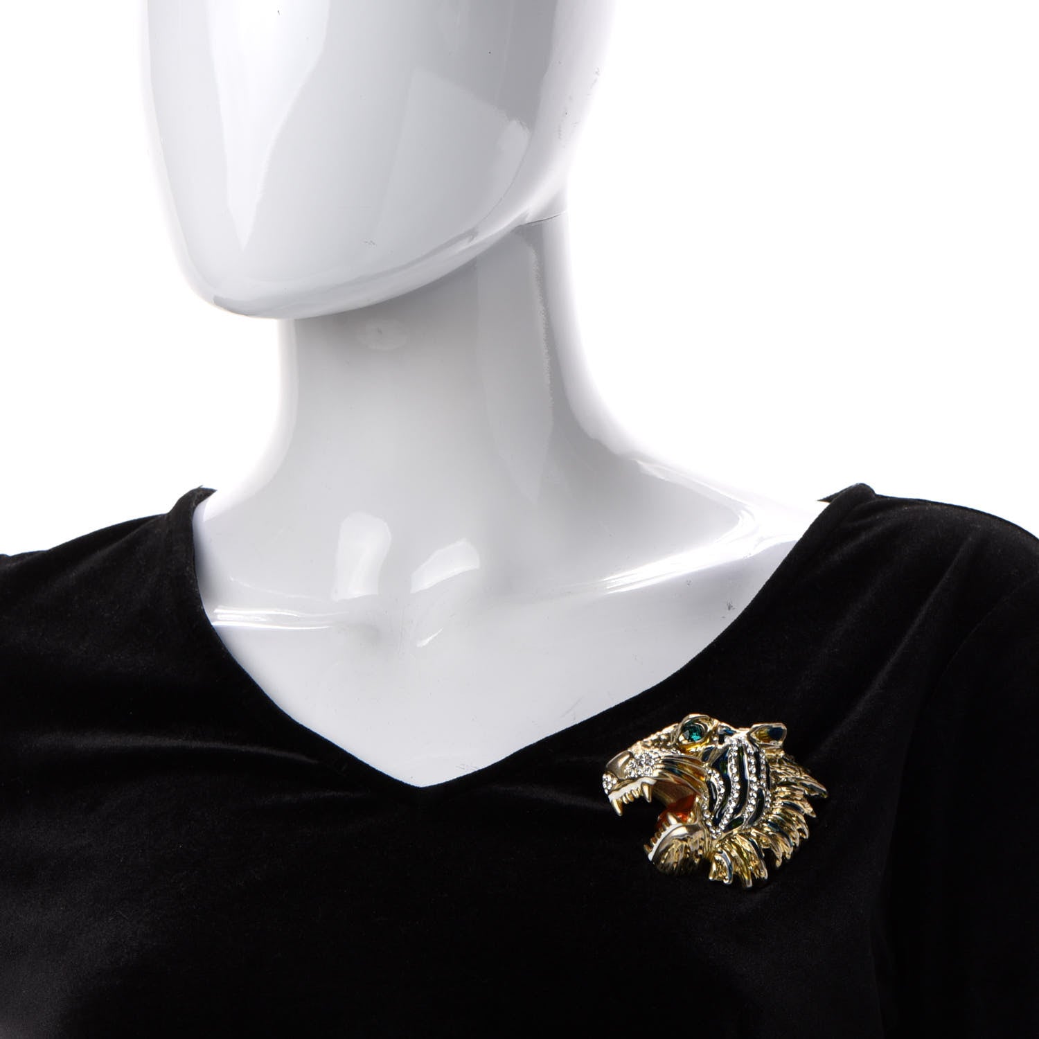 Gucci Metal Crystal Rajah Brooch Gold 2 of 5