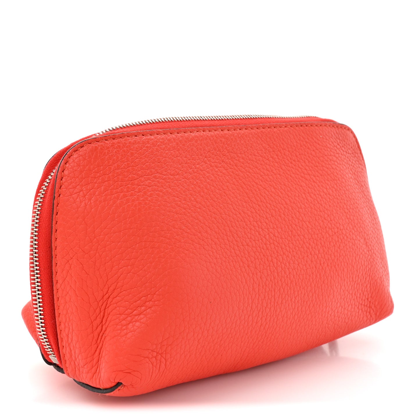 Soft Grained Calfskin Cosmetic Pouch Bag Red