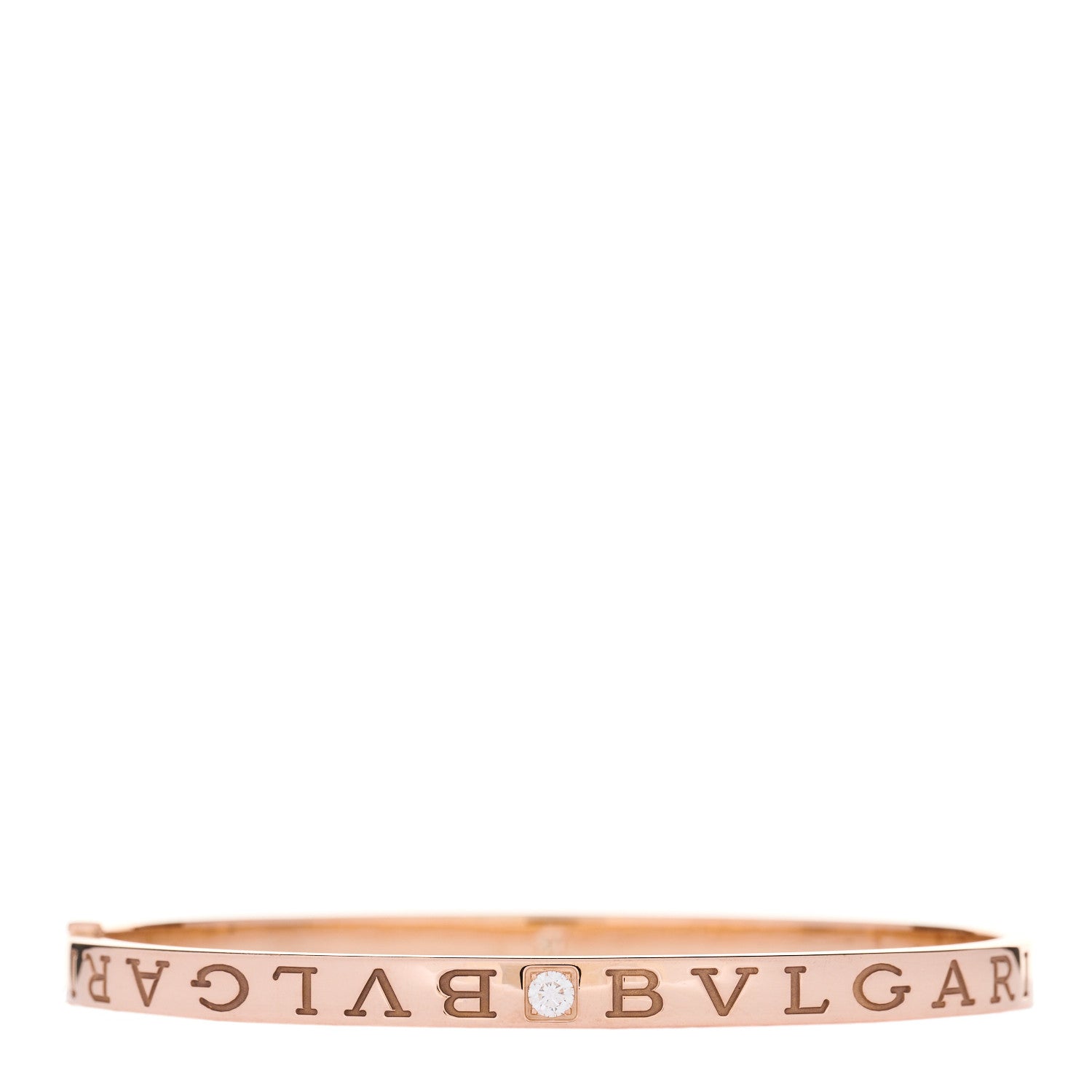 Bulgari 18K Rose Gold Diamond B.Zero1 Essential Bangle Bracelet L 3 of 4