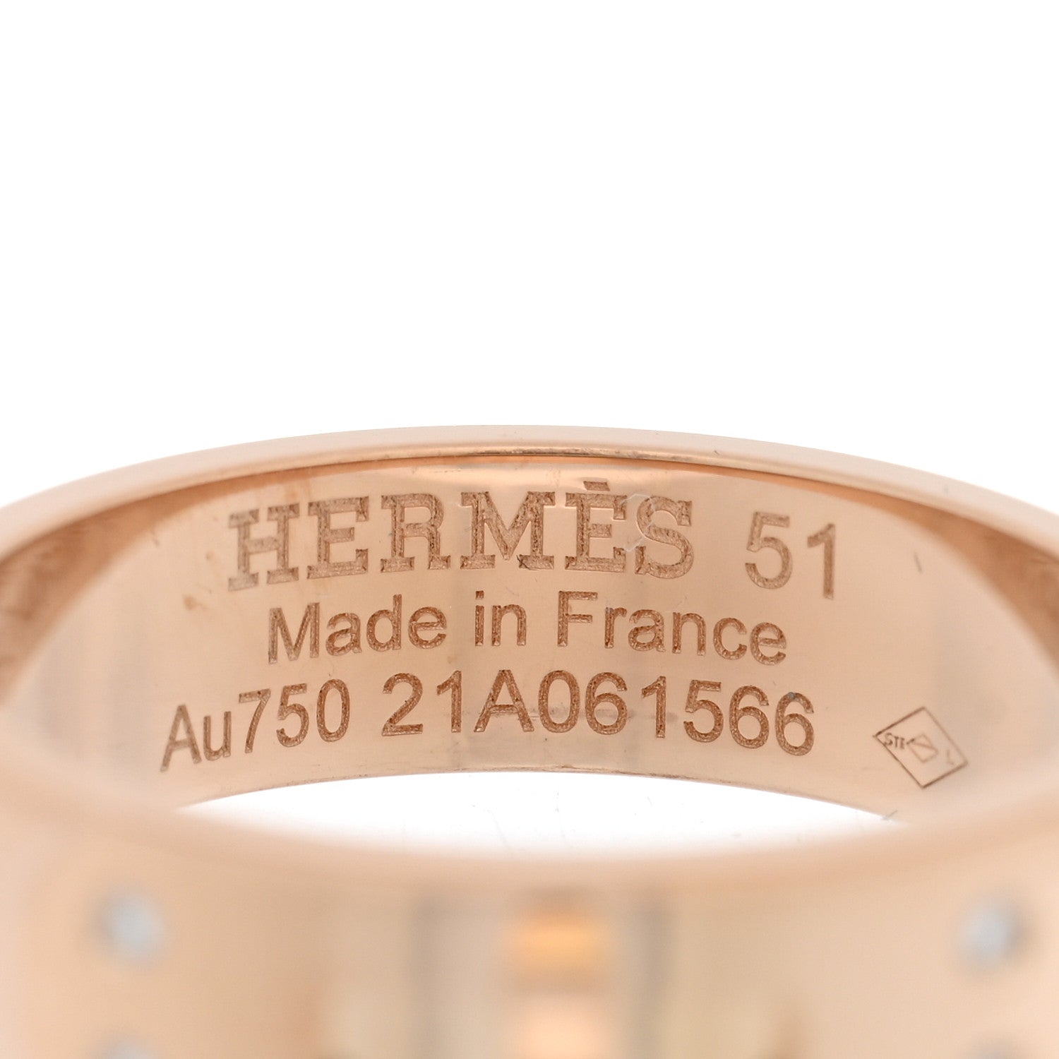 Hermes 18K Rose Gold Diamond PM Kelly Ring 51 5.75 4 of 5