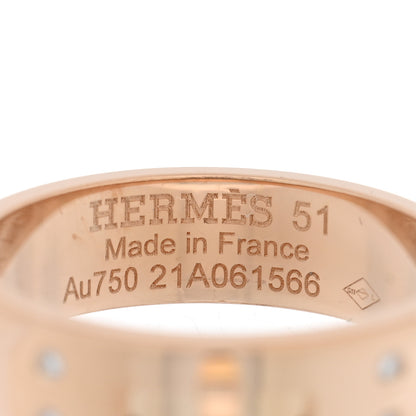 Hermes 18K Rose Gold Diamond PM Kelly Ring 51 5.75 4 of 5