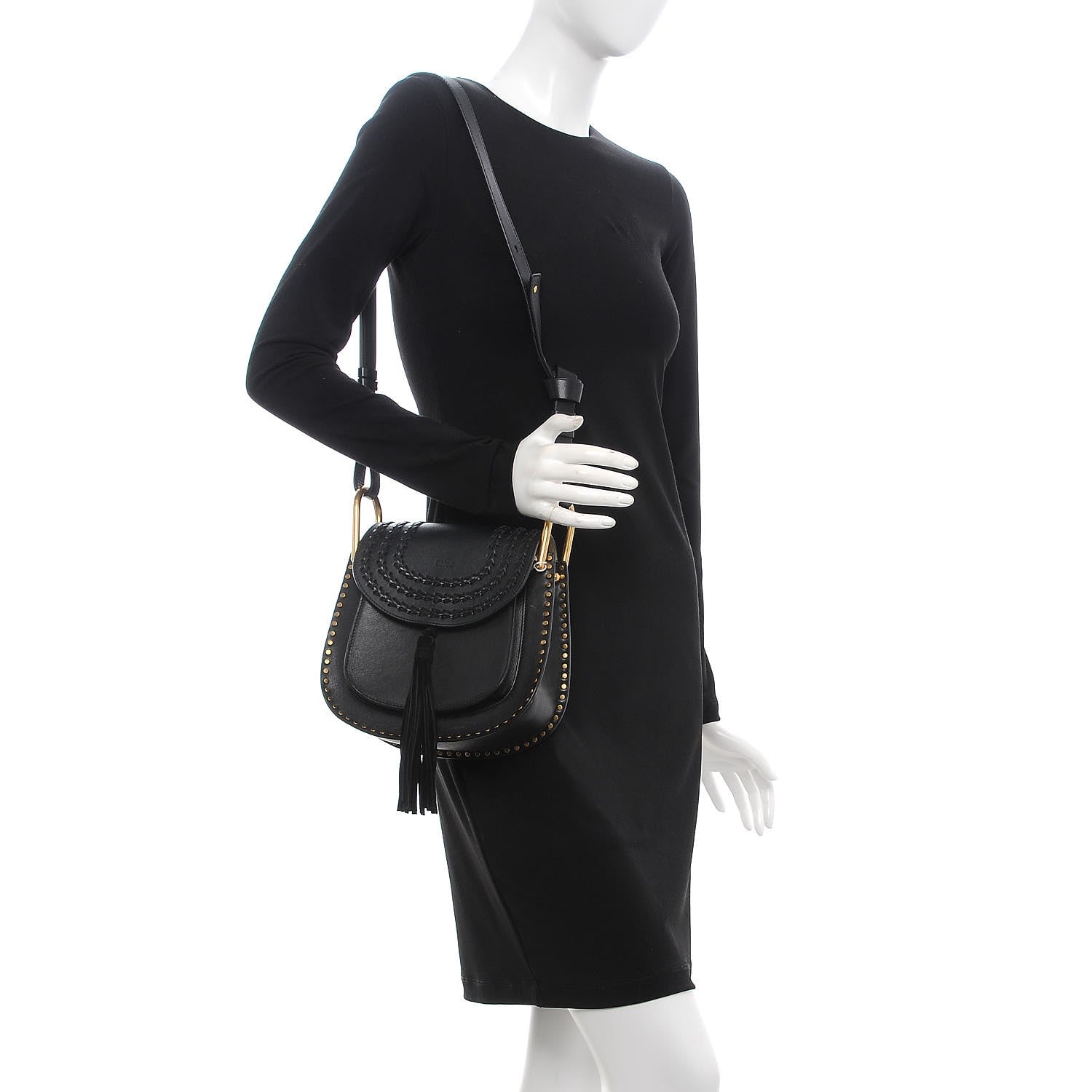 Chloe Calfskin Braided Small Hudson Shoulder Bag Black 2 of 7