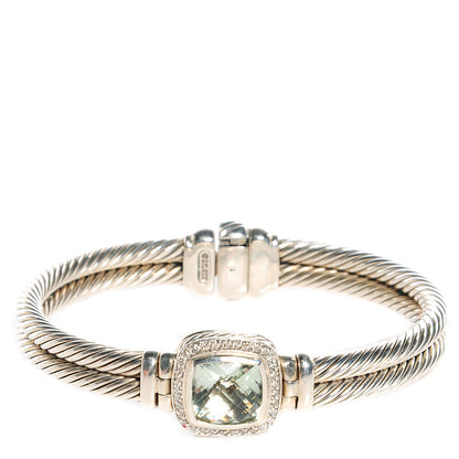 David Yurman Sterling Diamond Prasiolite Albion Cable 10mm Bracelet Small 1 of 5