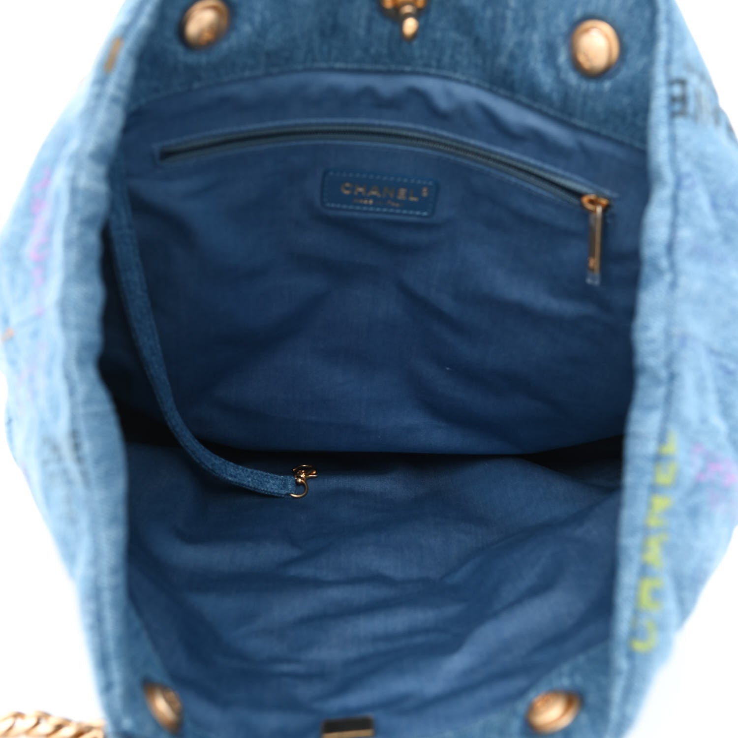 Chanel Denim Quilted Denim Mood Maxi Shopping Bag Blue Multicolor 5 of 11