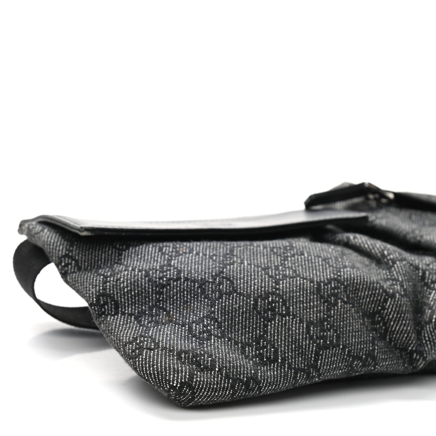 Denim Monogram Double Pocket Belt Bag Black