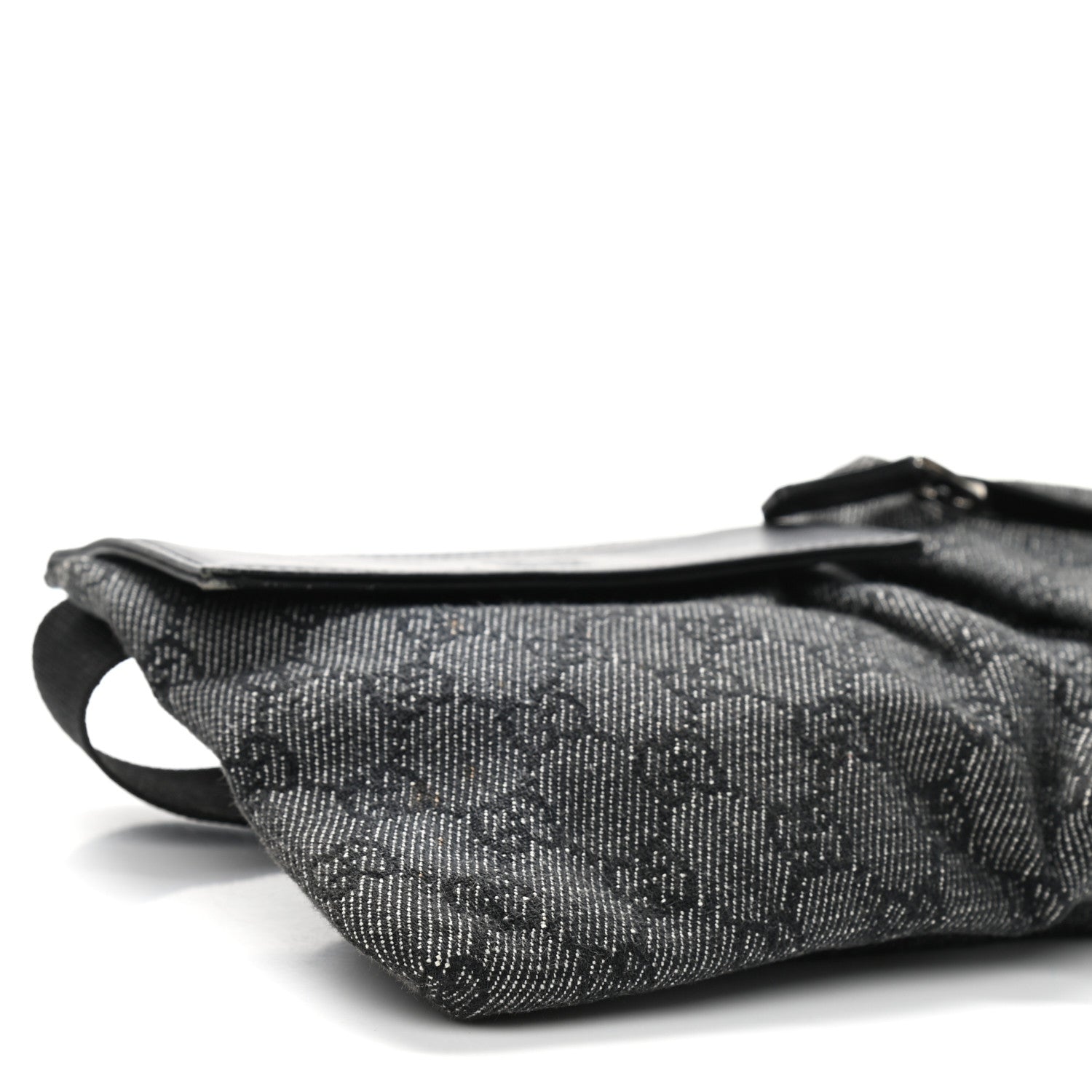 Gucci Denim Monogram Double Pocket Belt Bag Black 9 of 11