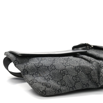 Gucci Denim Monogram Double Pocket Belt Bag Black 9 of 11