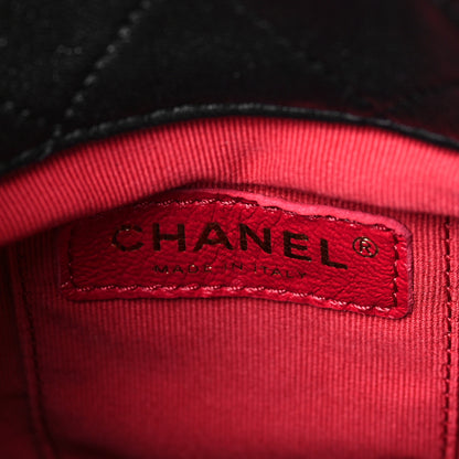 Chanel Lambskin Quilted Pearl Crown Drawstring Bag Black 6 of 8