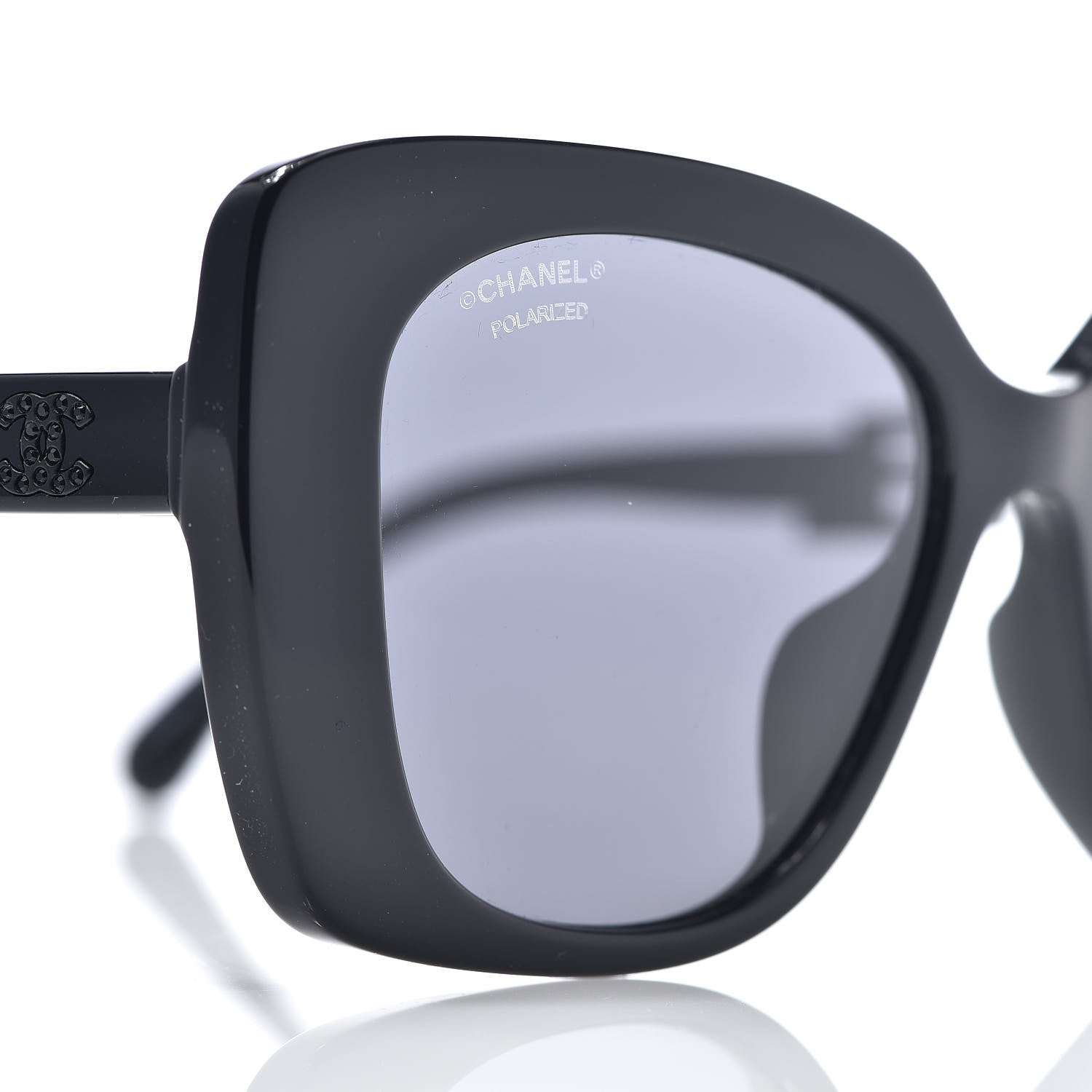 Chanel Acetate Strass Polarized Square Sunglasses 5422-B Black 7 of 8