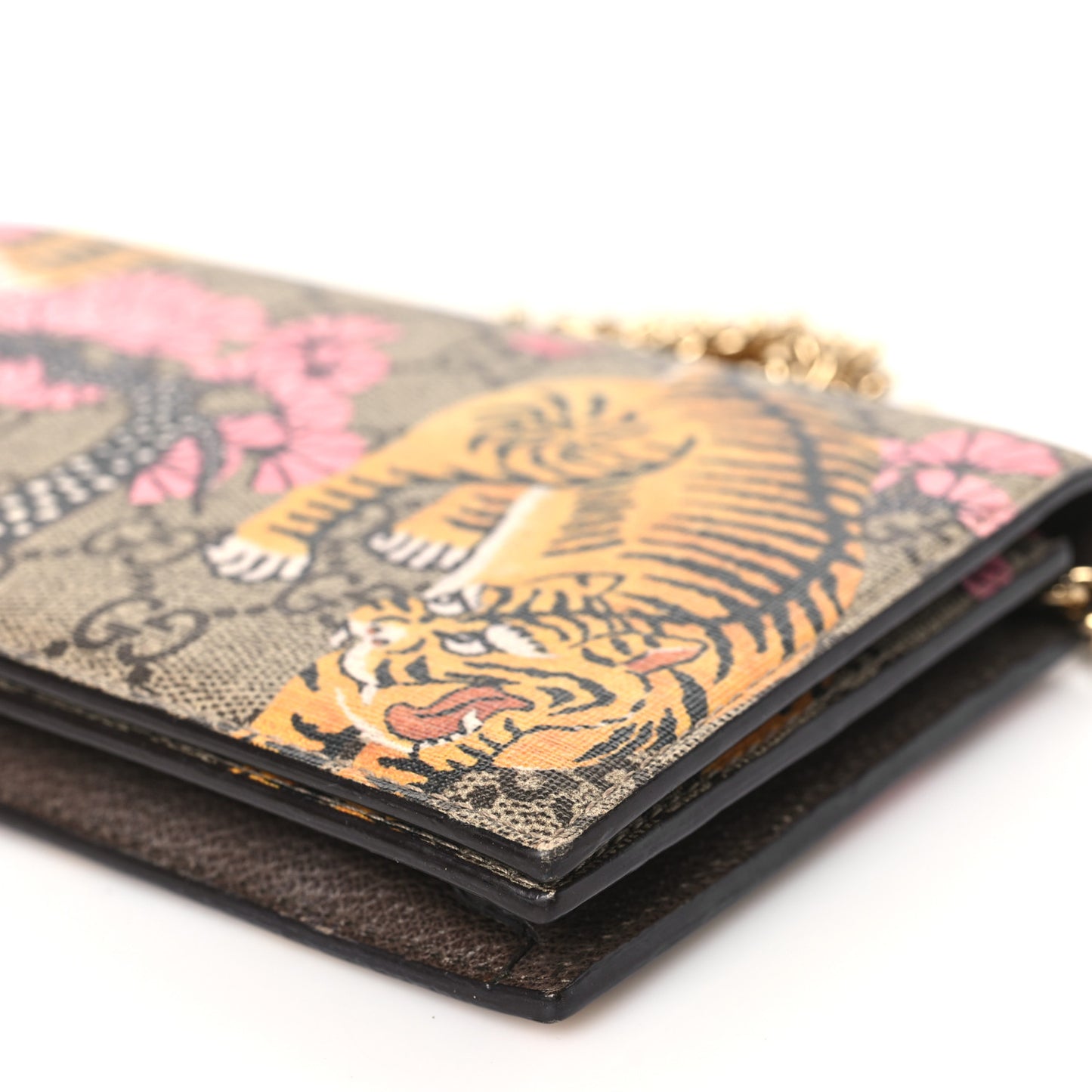 GG Supreme Monogram Bengal Chain Wallet Beige Pink