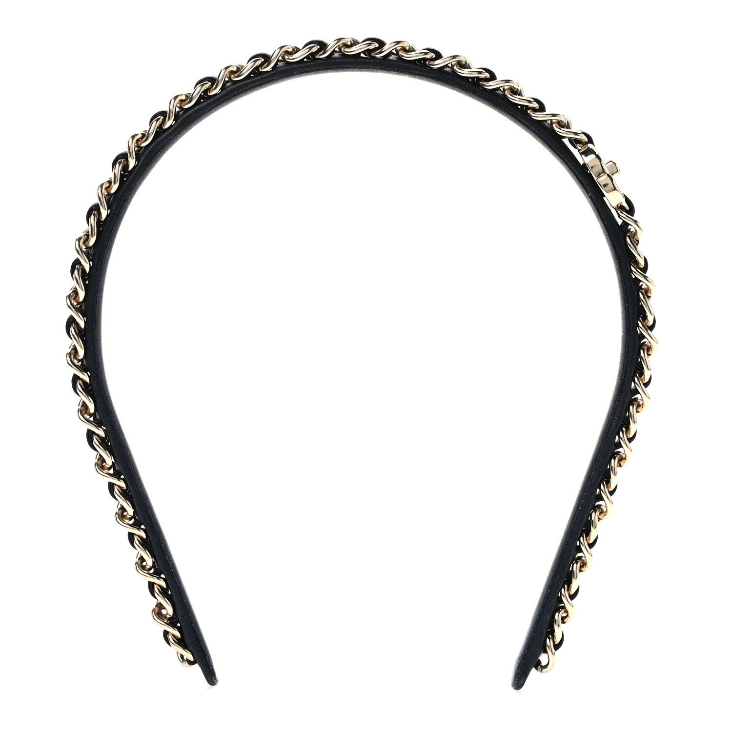 Chanel Metal Lambskin CC Turnlock Chain Headband Gold Black 1 of 8