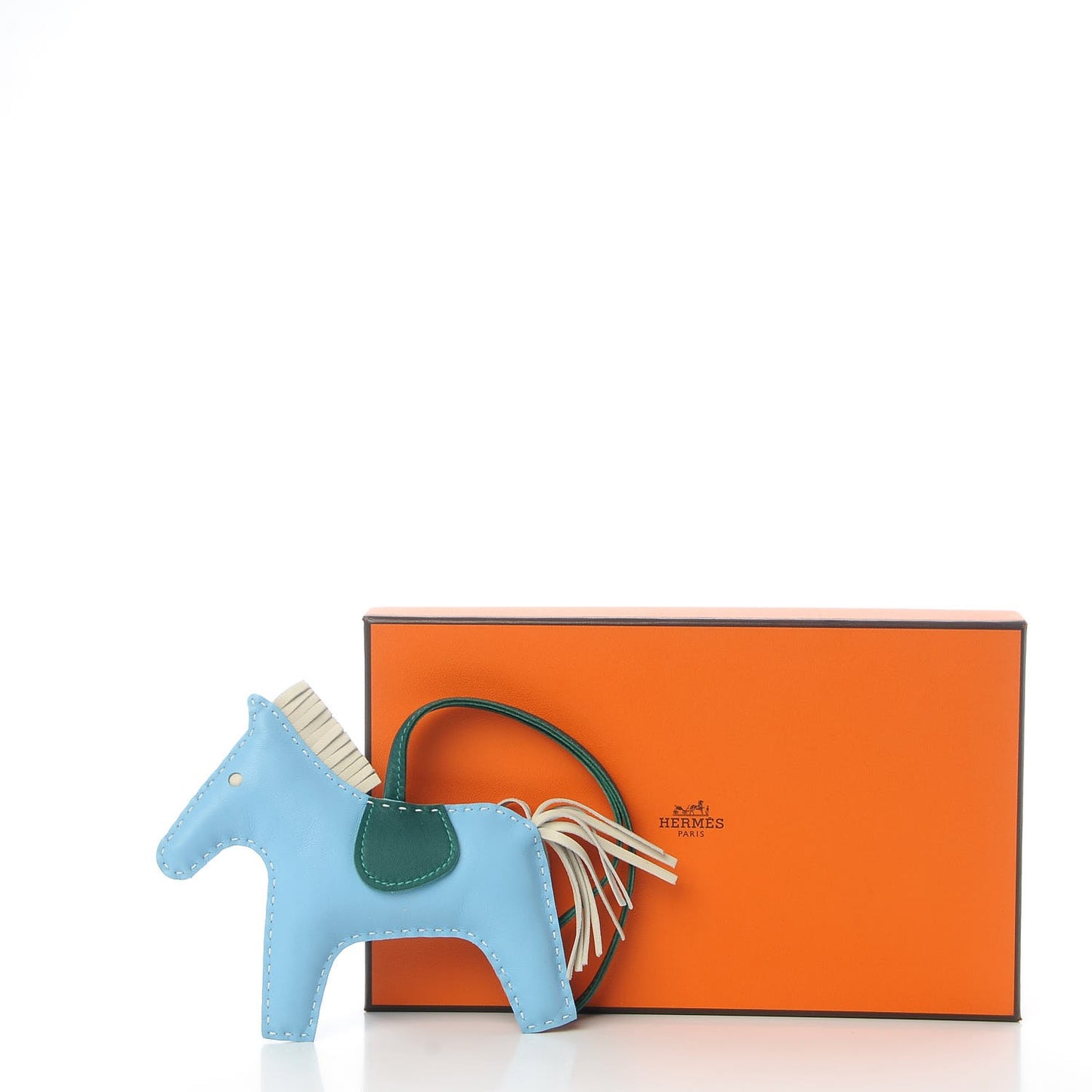 Milo Lambskin Grigri Rodeo Horse Bag Charm MM Celeste Malachite Craie