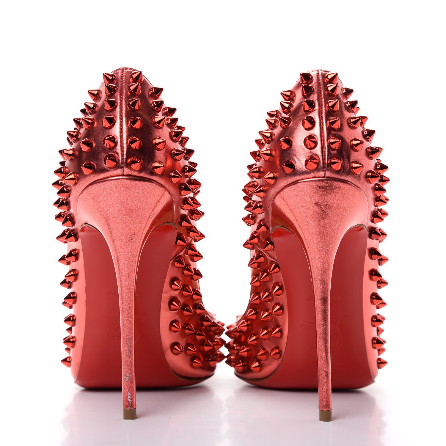 Christian Louboutin Metallic Patent Follies Spikes 120 Pumps 36.5 Red 7 of 12