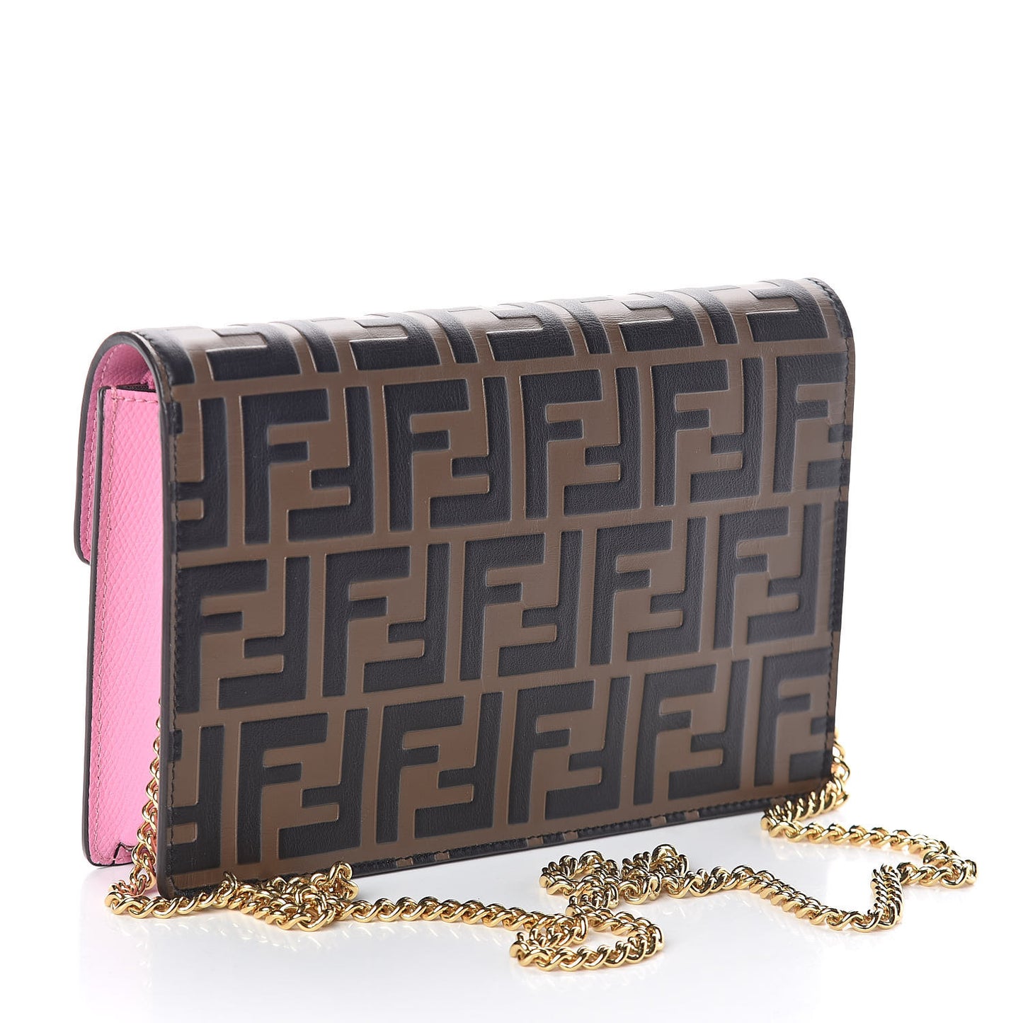 Vitello Cruise F is Fendi Bi-Color FF 1974 Embossed Medium Envelope Wallet On Chain Maya Black Lollypop