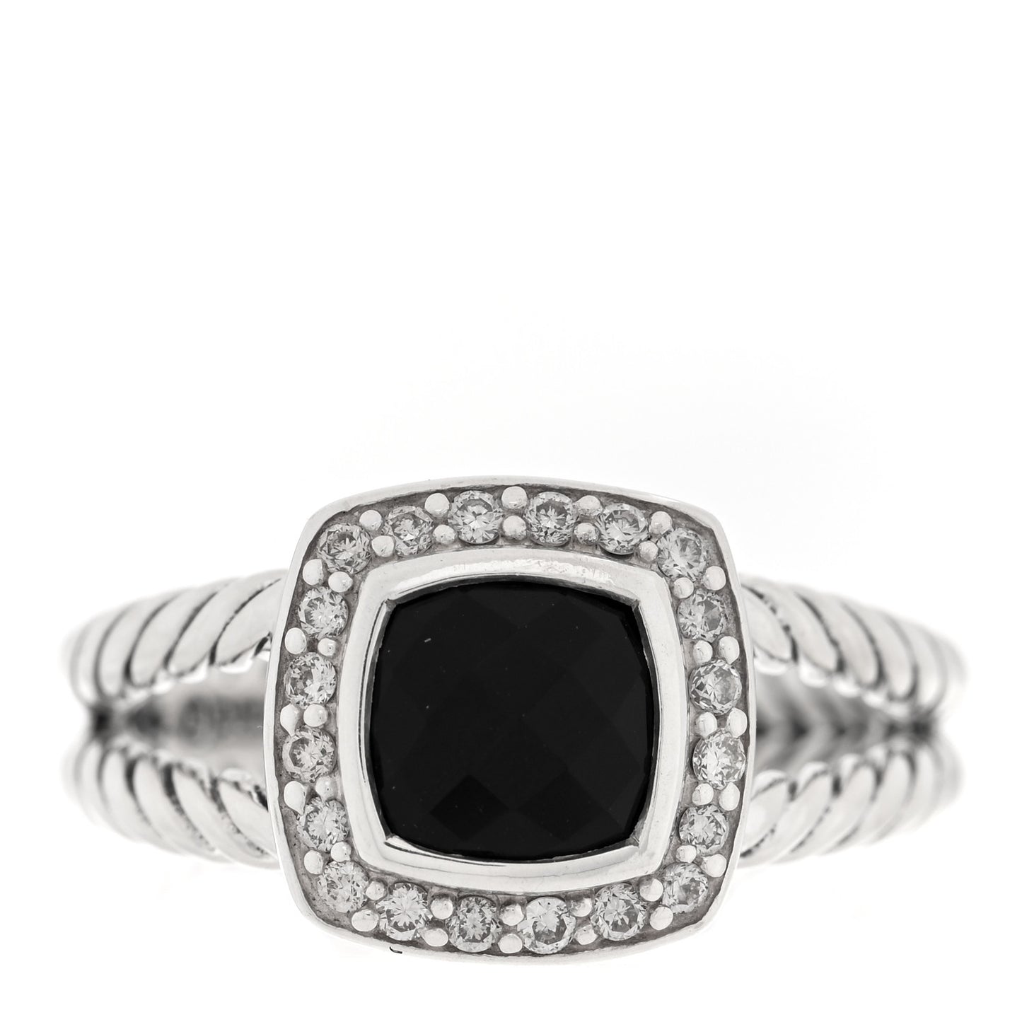 Sterling Silver Diamond Black Onyx 7mm Petite Albion Ring 53 6.5