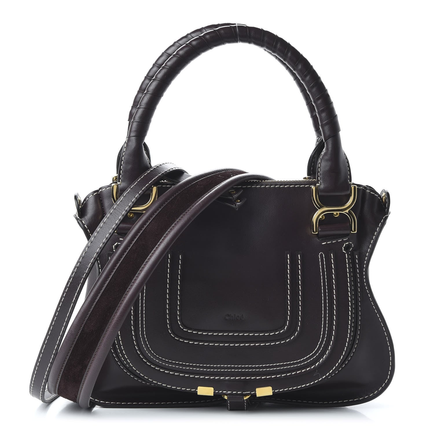 Chloe Smooth Calfskin Small Marcie Satchel Black Raisin 1 of 11
