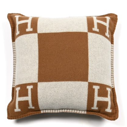 Hermes Wool Cashmere Avalon Pillow PM Ecru Camel 1 of 3