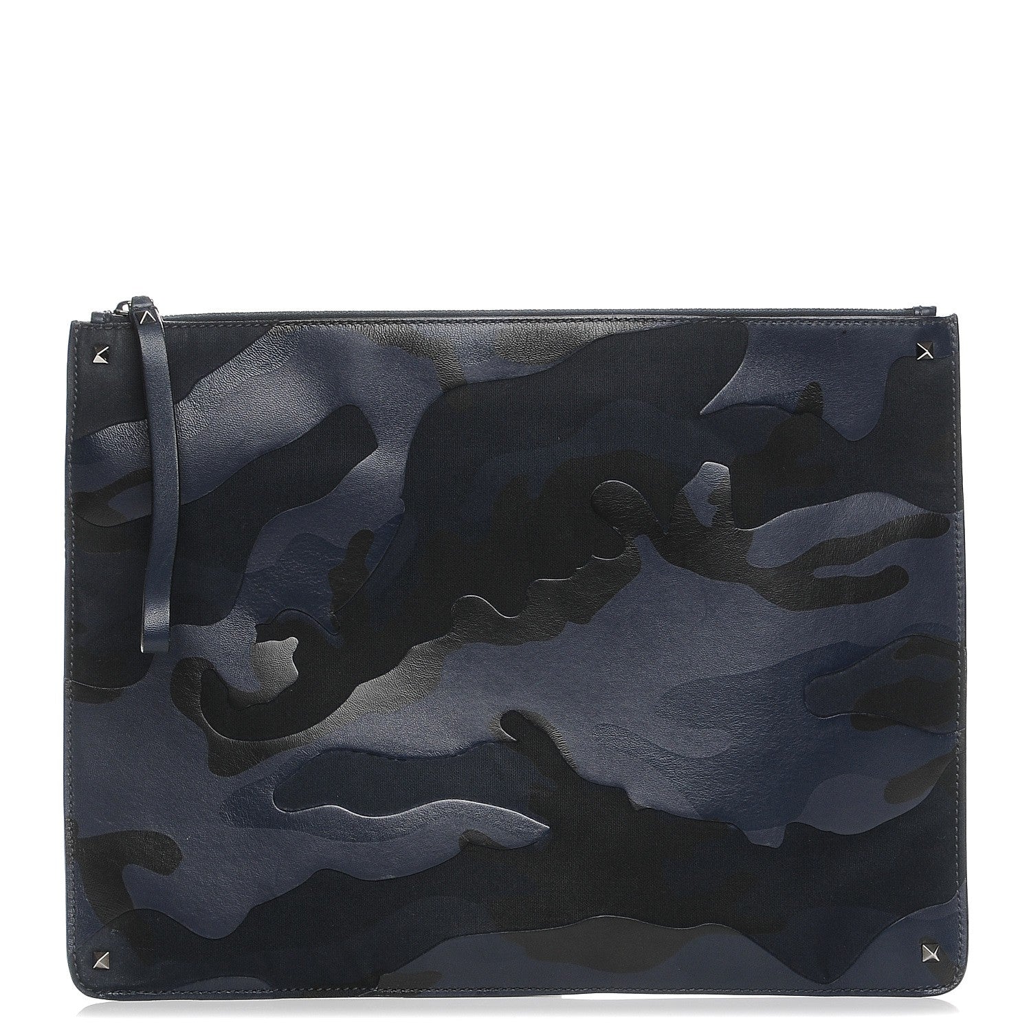 Valentino Garavani Nappa Canvas Camouflage Large Zip Pouch Blue 1 of 7