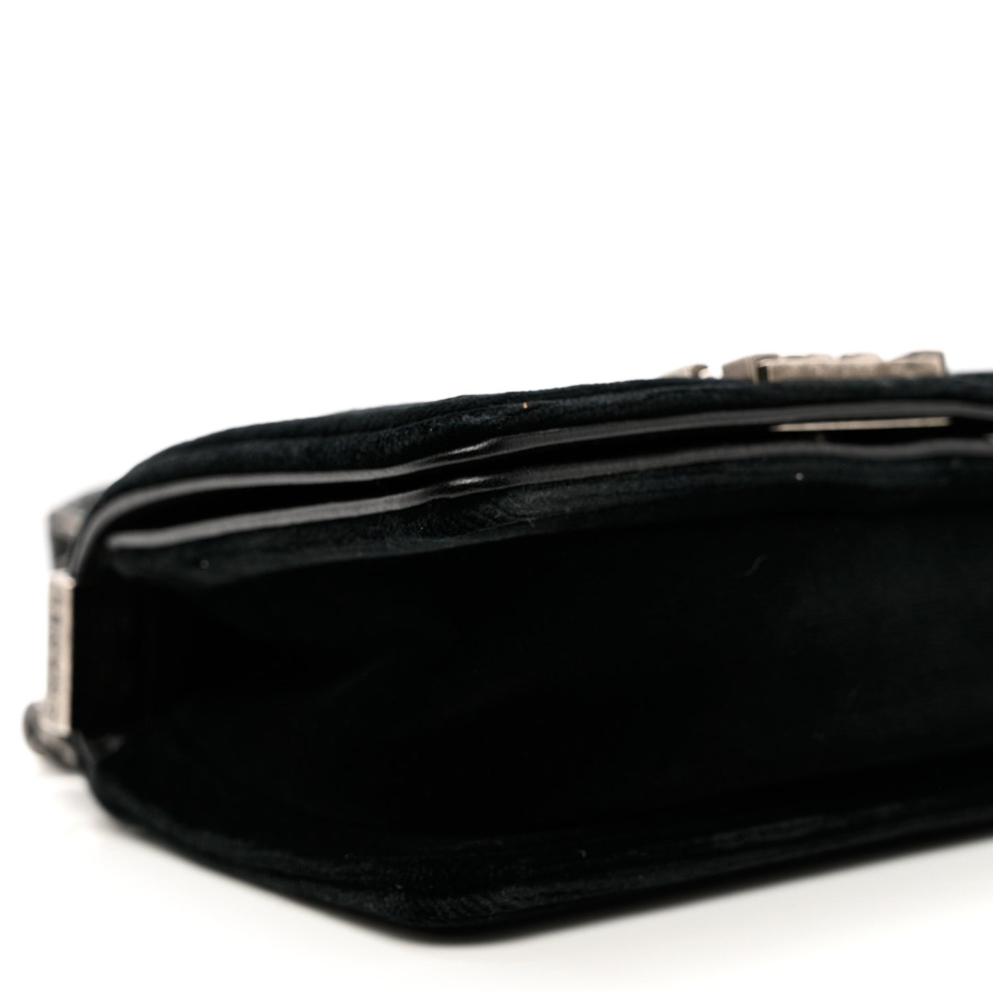 Velvet Quilted Mini Boy Flap Black