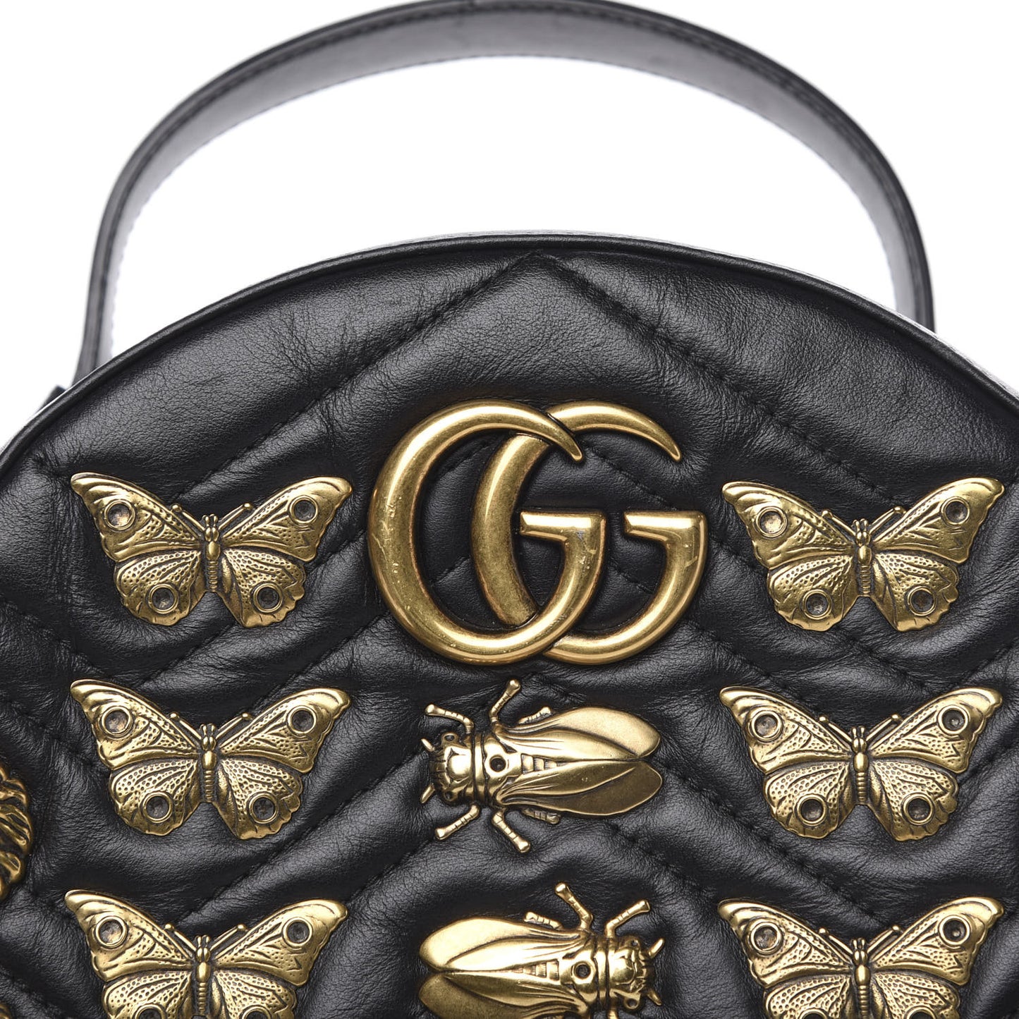 Calfskin Matelasse Animal Studs GG Marmont Dome Backpack Black