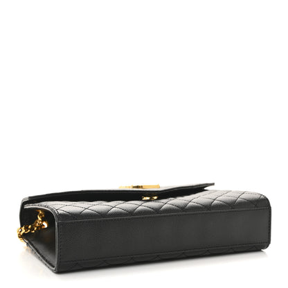 Saint Laurent Grain De Poudre Textured Mixed Matelasse Triquilt Medium Monogram Satchel Black 4 of 11