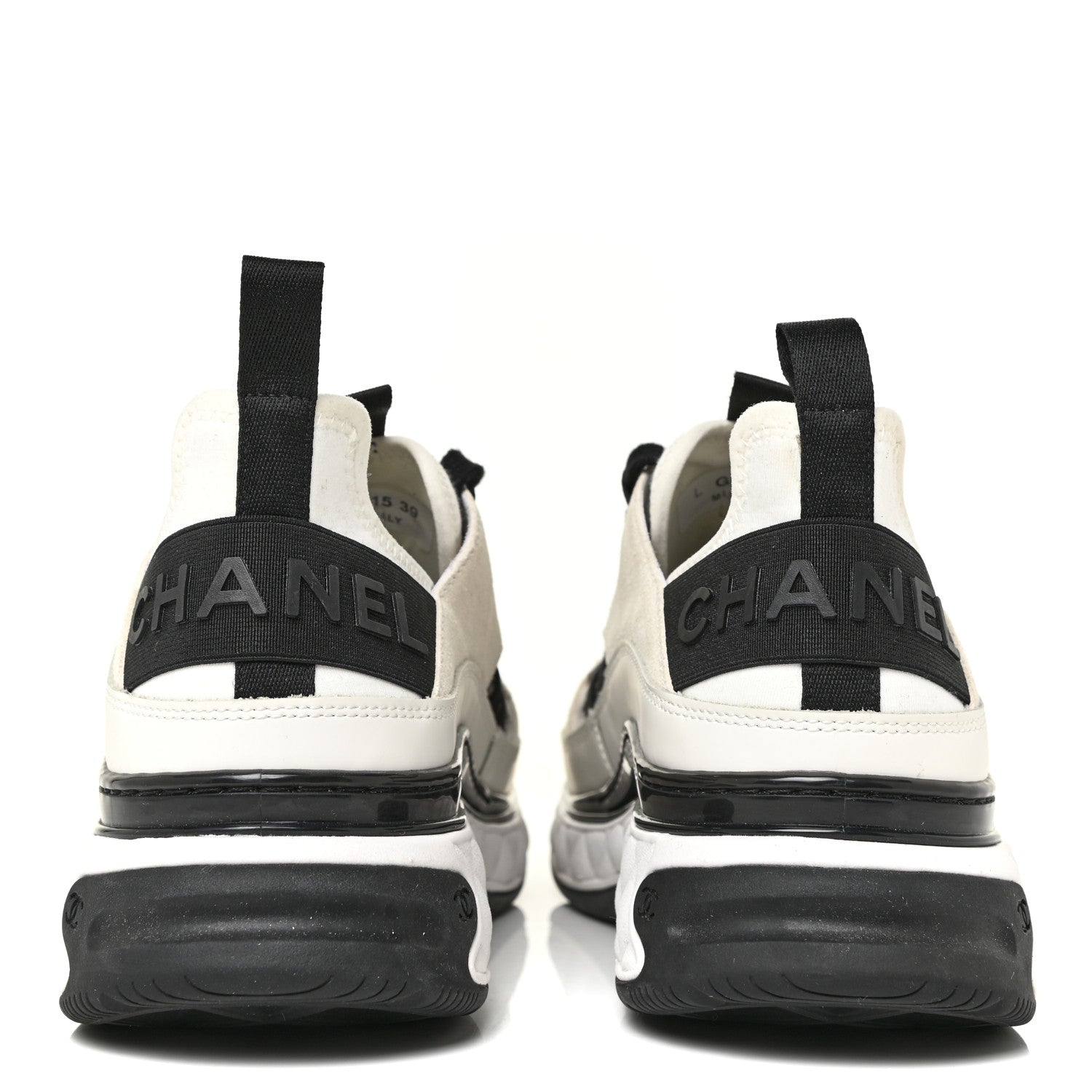 Chanel Fabric Calfskin Suede CC Sneakers 39 Ivory Black 4 of 17