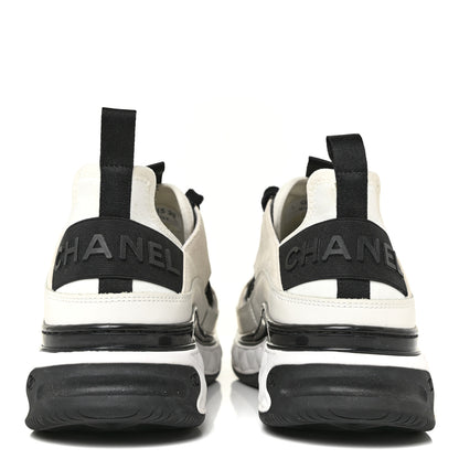 Chanel Fabric Calfskin Suede CC Sneakers 39 Ivory Black 4 of 17