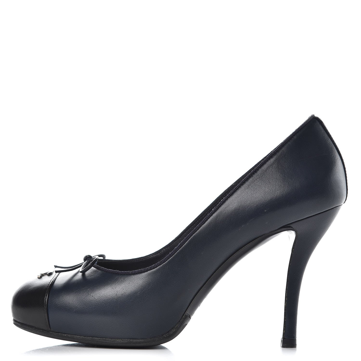 Chanel Lambskin Cap Toe CC Pumps 38.5 Marine Fonce Black 1 of 12