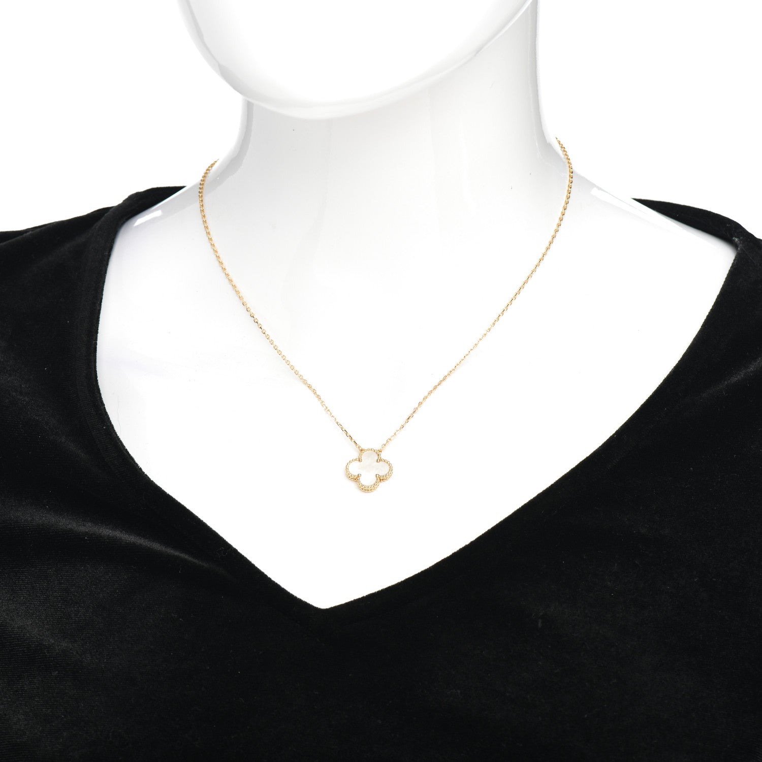 Van Cleef & Arpels 18K Yellow Gold Mother of Pearl Vintage Alhambra Pendant Necklace 2 of 5