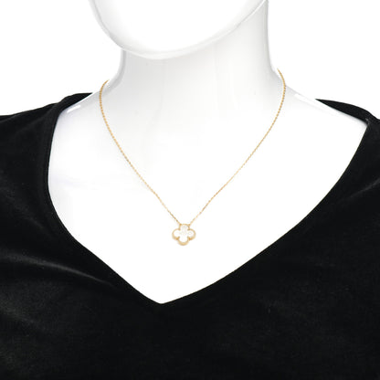 Van Cleef & Arpels 18K Yellow Gold Mother of Pearl Vintage Alhambra Pendant Necklace 2 of 5