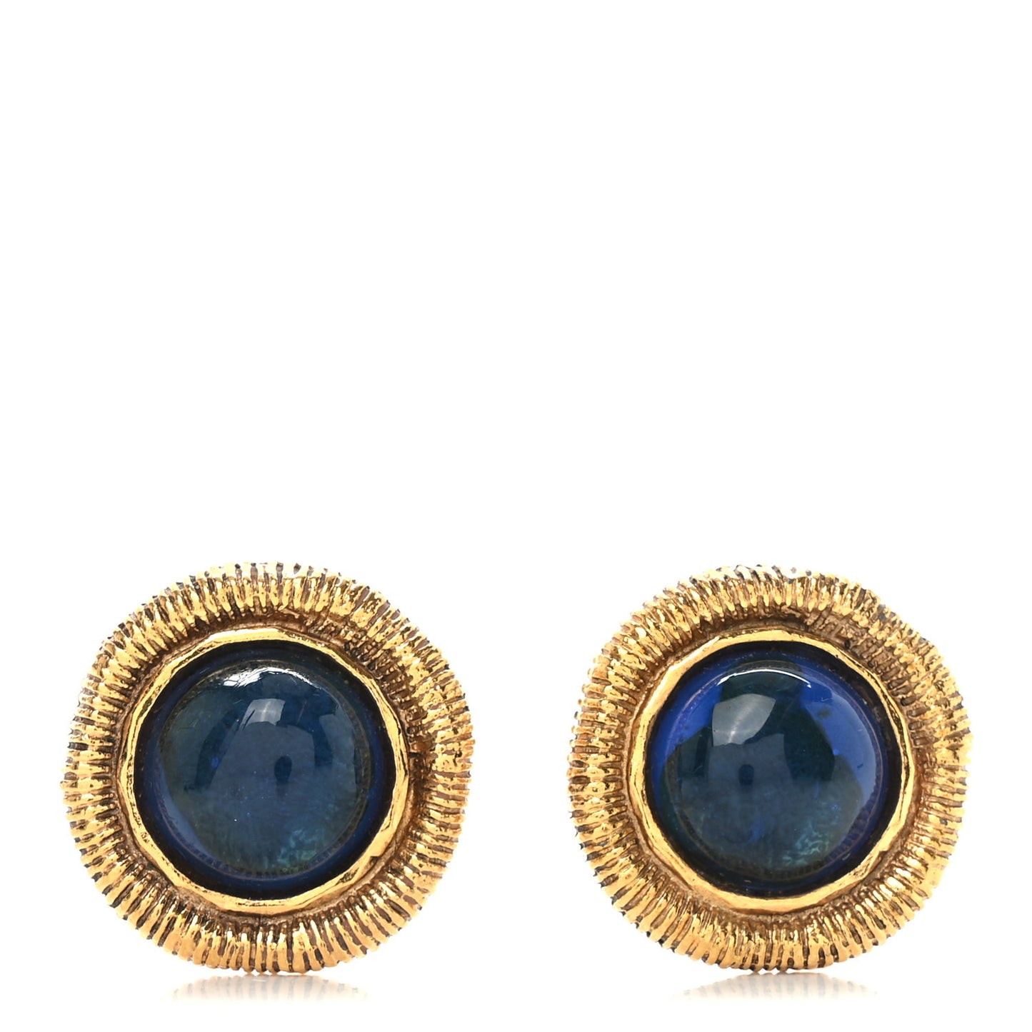 Poured Glass CC Clip On Earrings Gold Blue
