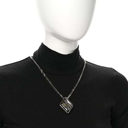 Chanel Metal Resin Enamel Crystal CC Necklace Gold Black White 2 of 6