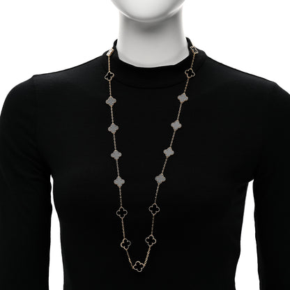 Van Cleef & Arpels 18K Yellow Gold Black Onyx 20 Motifs Vintage Alhambra Necklace 2 of 5