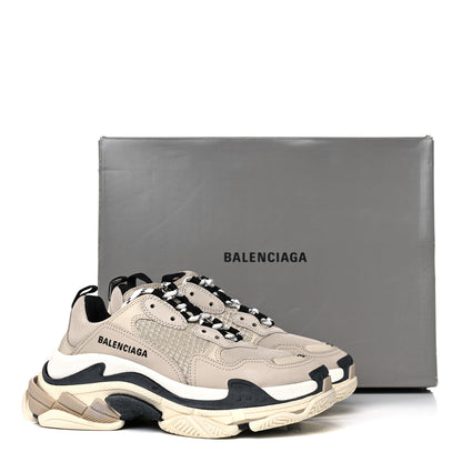 Balenciaga Fabric Mesh Womens Triple S Sneakers 38 Beige Black 9 of 9
