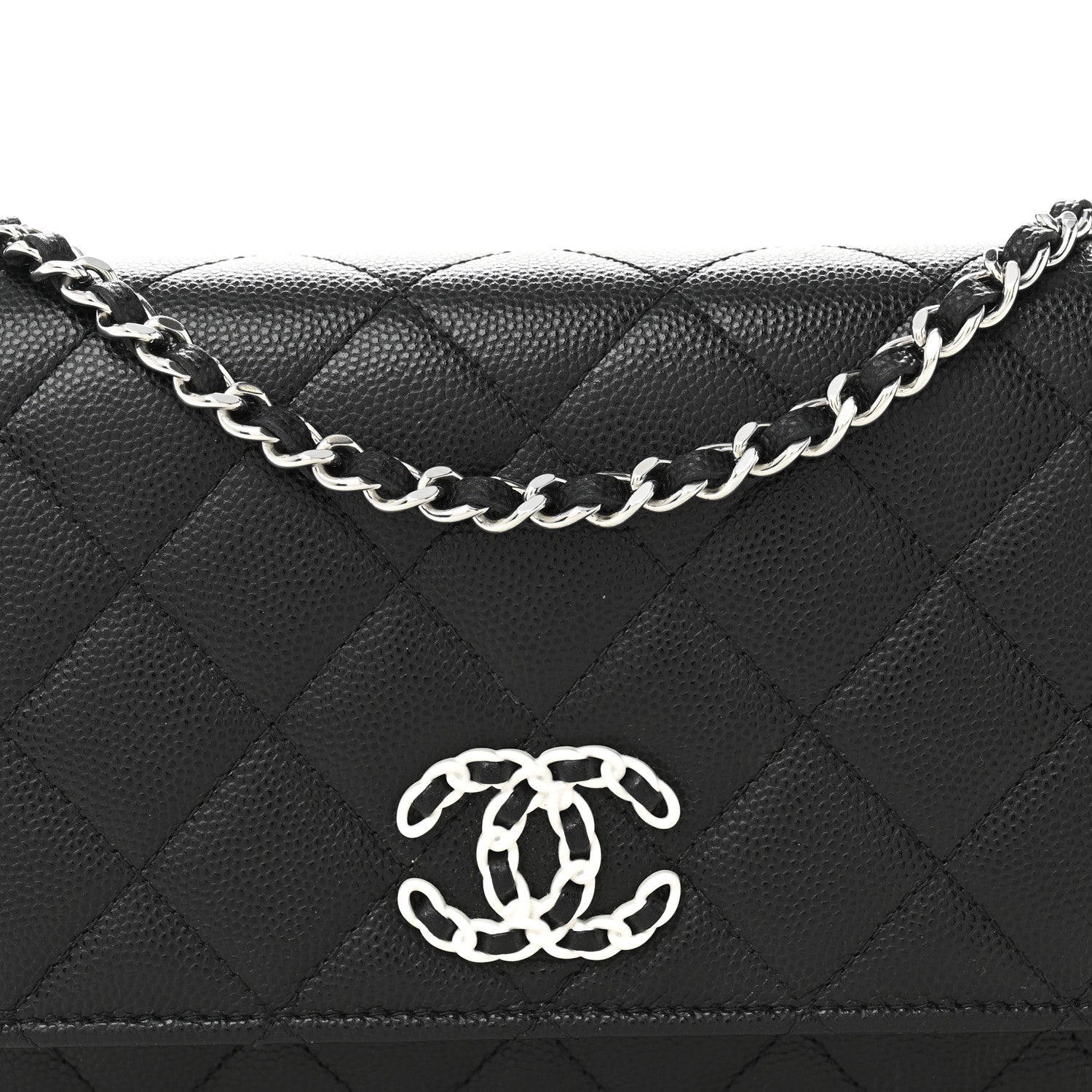 Chanel Caviar Quilted Crystal CC Wallet On Chain WOC Black 9 of 11