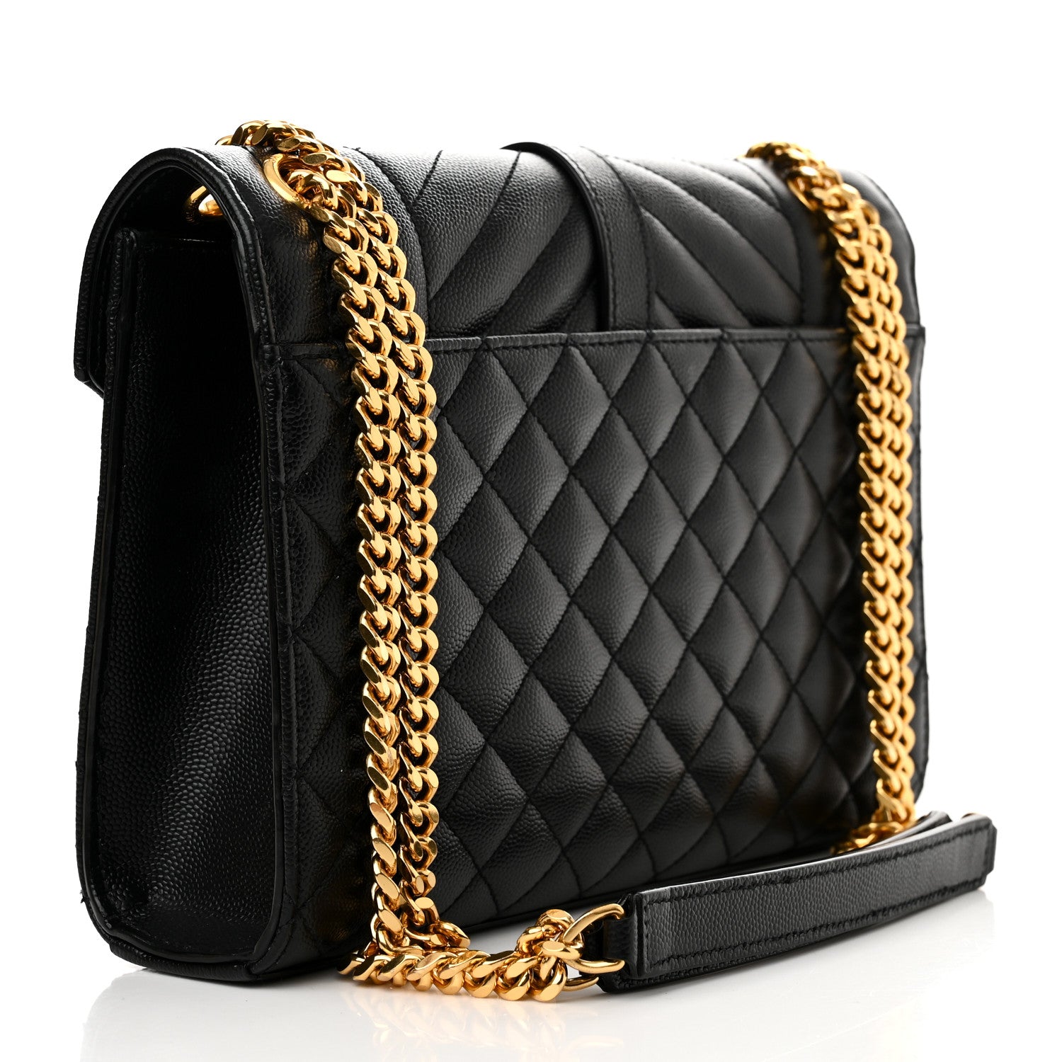 Saint Laurent Grain De Poudre Textured Mixed Matelasse Triquilt Medium Monogram Satchel Black 3 of 12