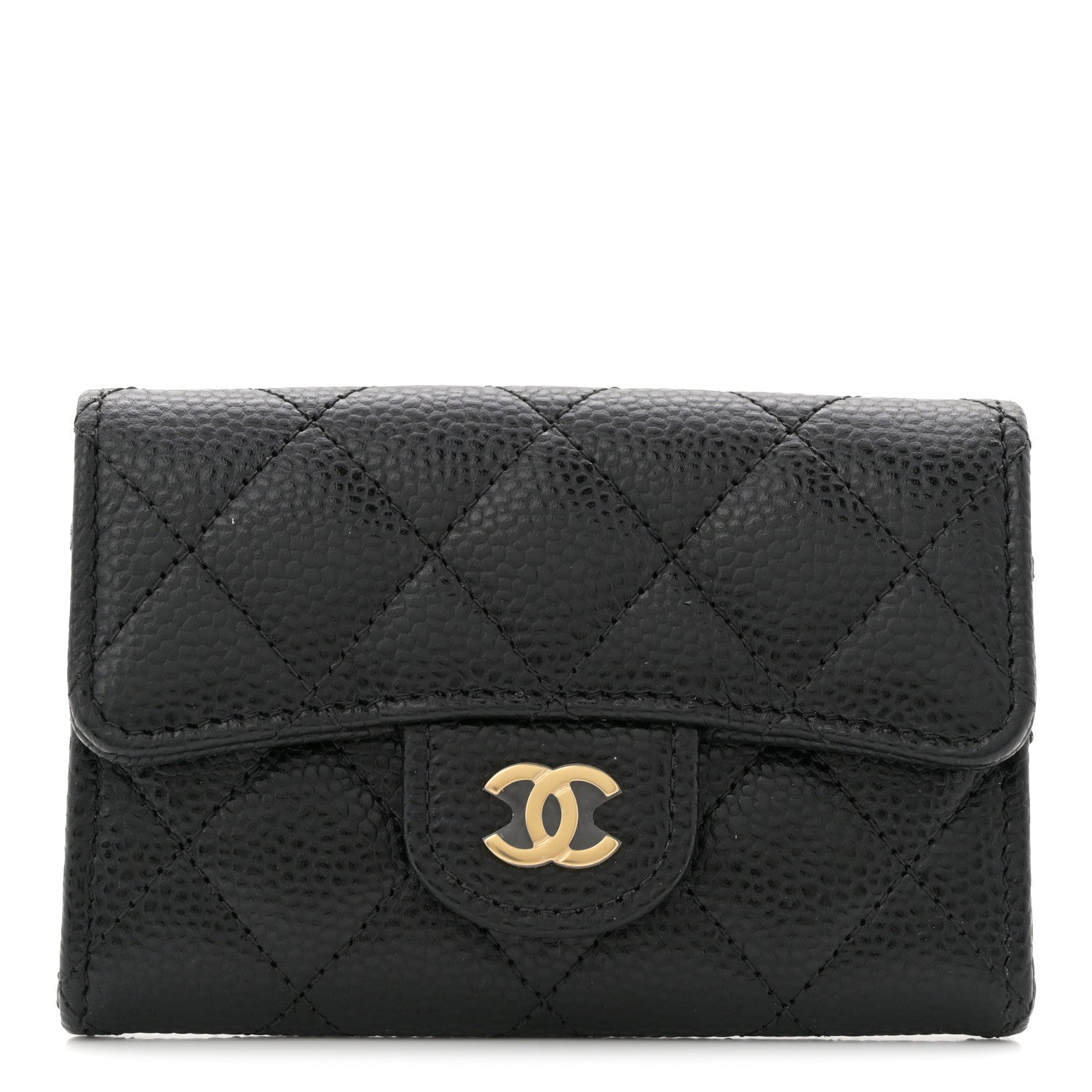Chanel Caviar Quilted Flap Card Holder Wallet Black 1 of 9