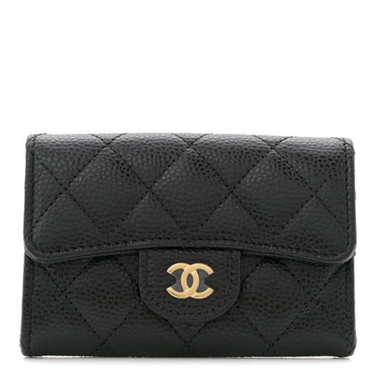 Chanel Caviar Quilted Flap Card Holder Wallet Black 1 of 9