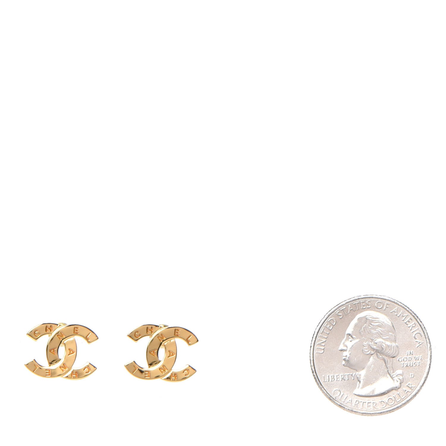 Chanel Metal CC Paris Button Stud Earrings Gold 2 of 4