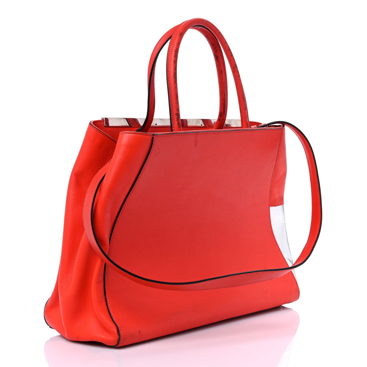 Fendi Vitello Elite Regular 2Jours Tote Papavero Silver 2 of 10