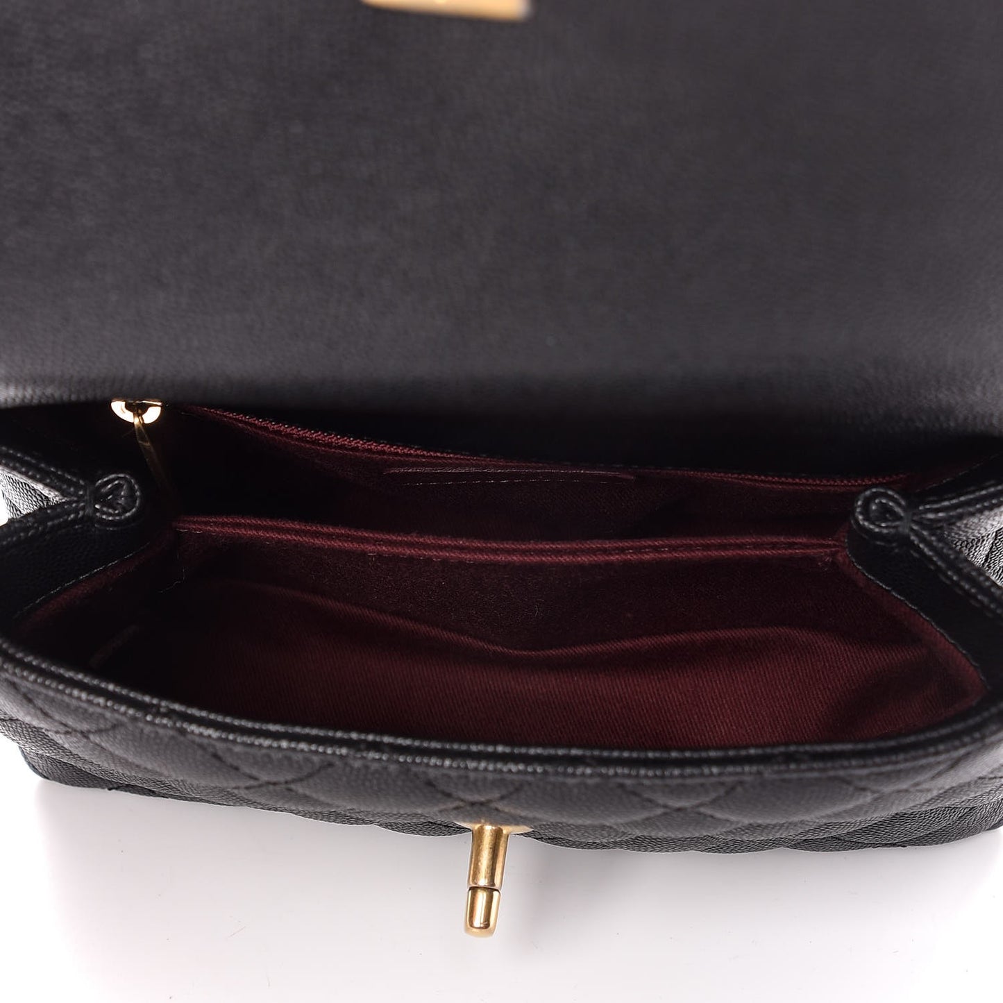 Caviar Quilted Mini Coco Handle Flap Black
