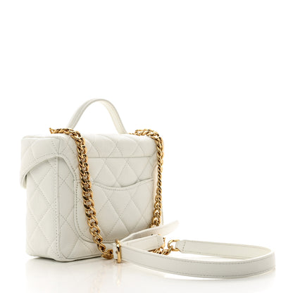 Chanel Caviar Quilted Handy Box Vanity Case White 3 of 11