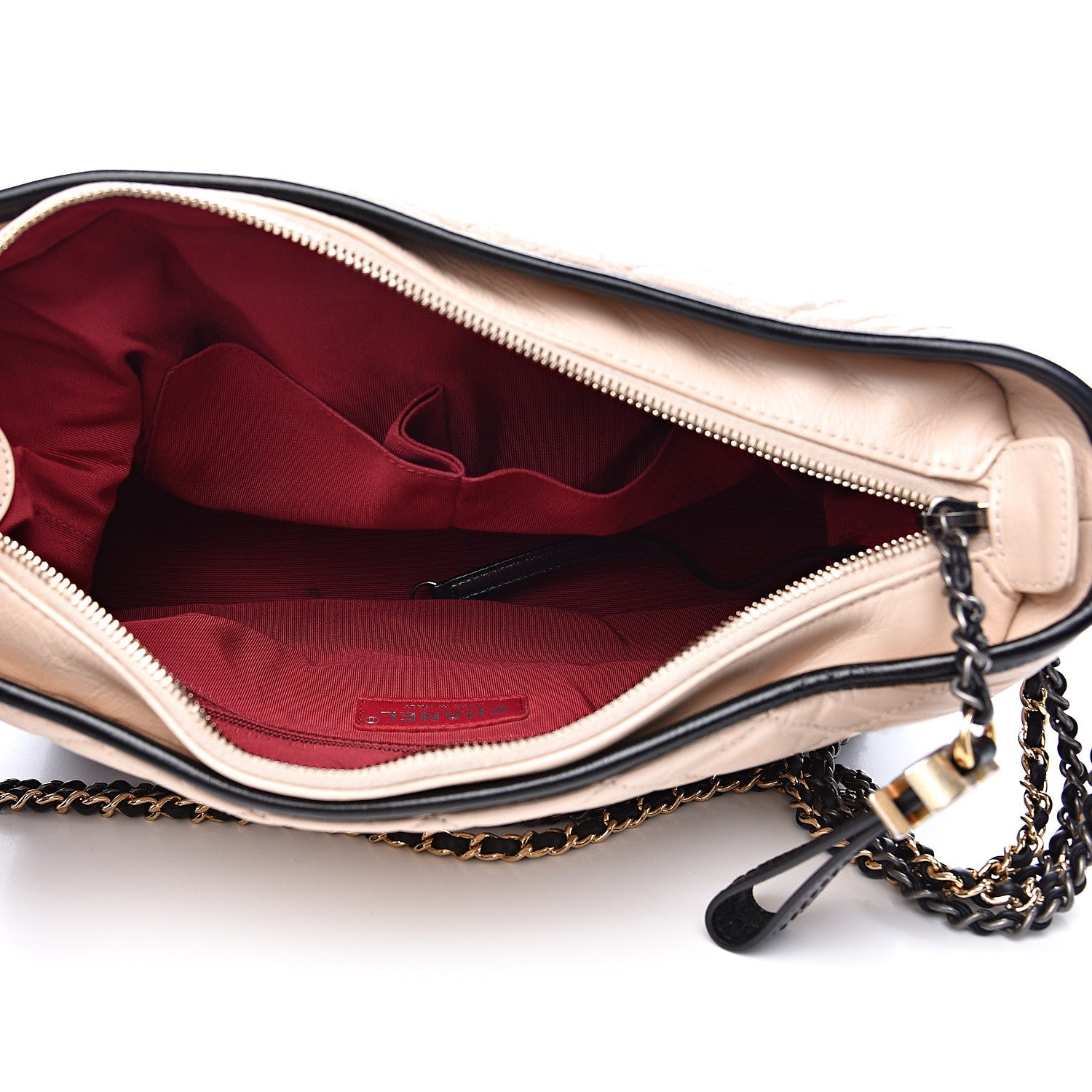 Chanel Aged Calfskin Quilted Medium Gabrielle Hobo Beige Black 5 of 17
