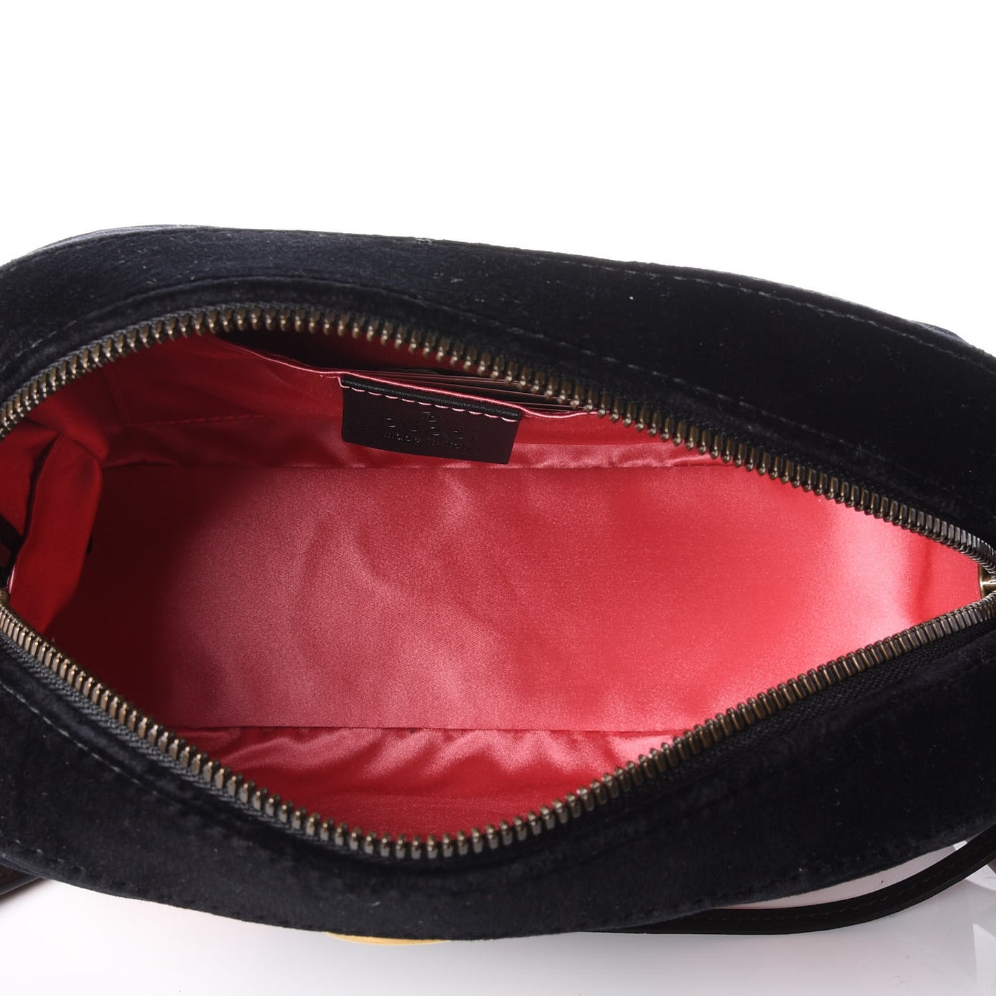 Velvet Matelasse Deer Embroidered Small GG Marmont Chain Shoulder Bag Black
