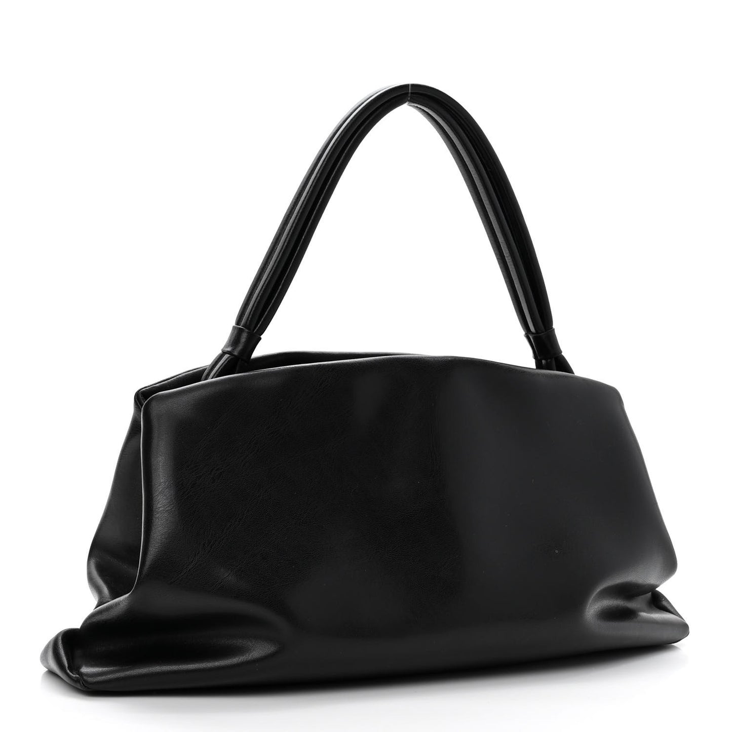 Smooth Calfskin Eyelet Small Top Handle Bag Black