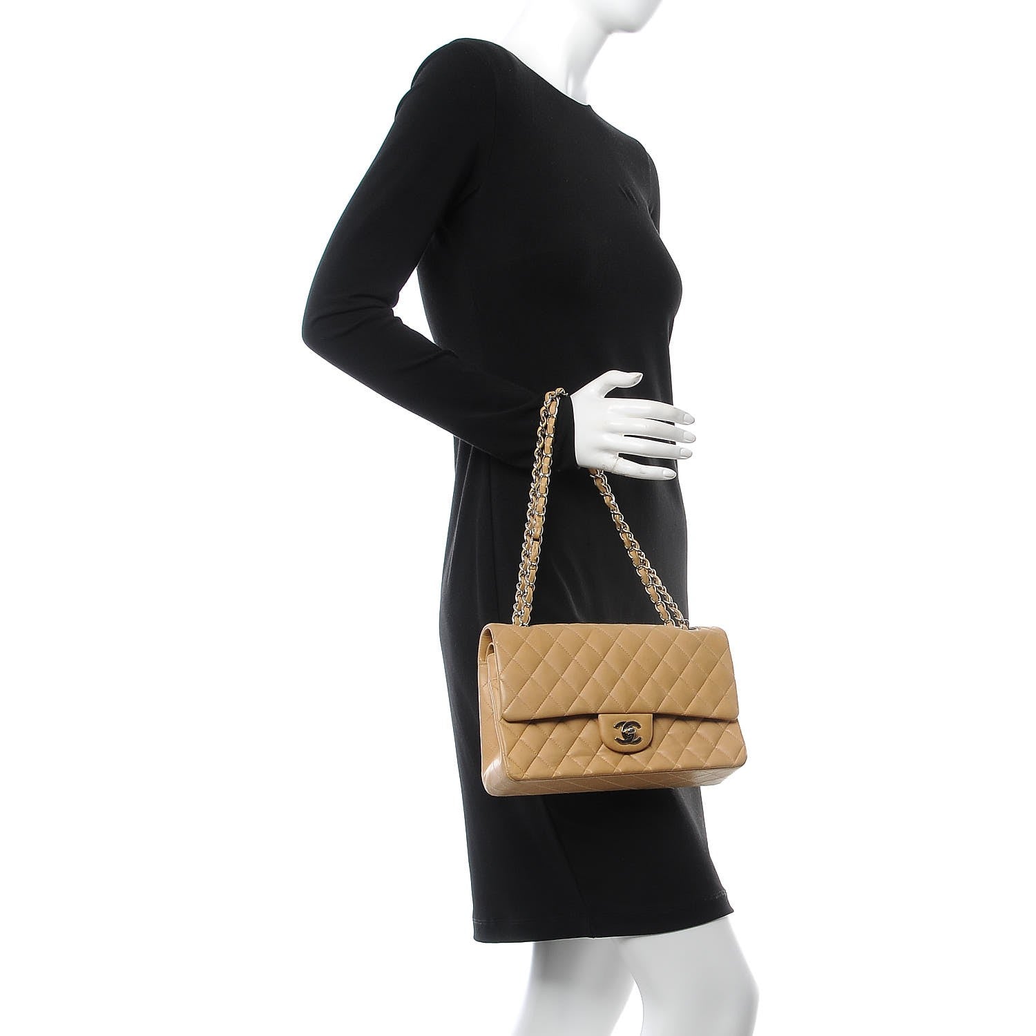 Chanel Lambskin Quilted Medium Double Flap Beige 3 of 19