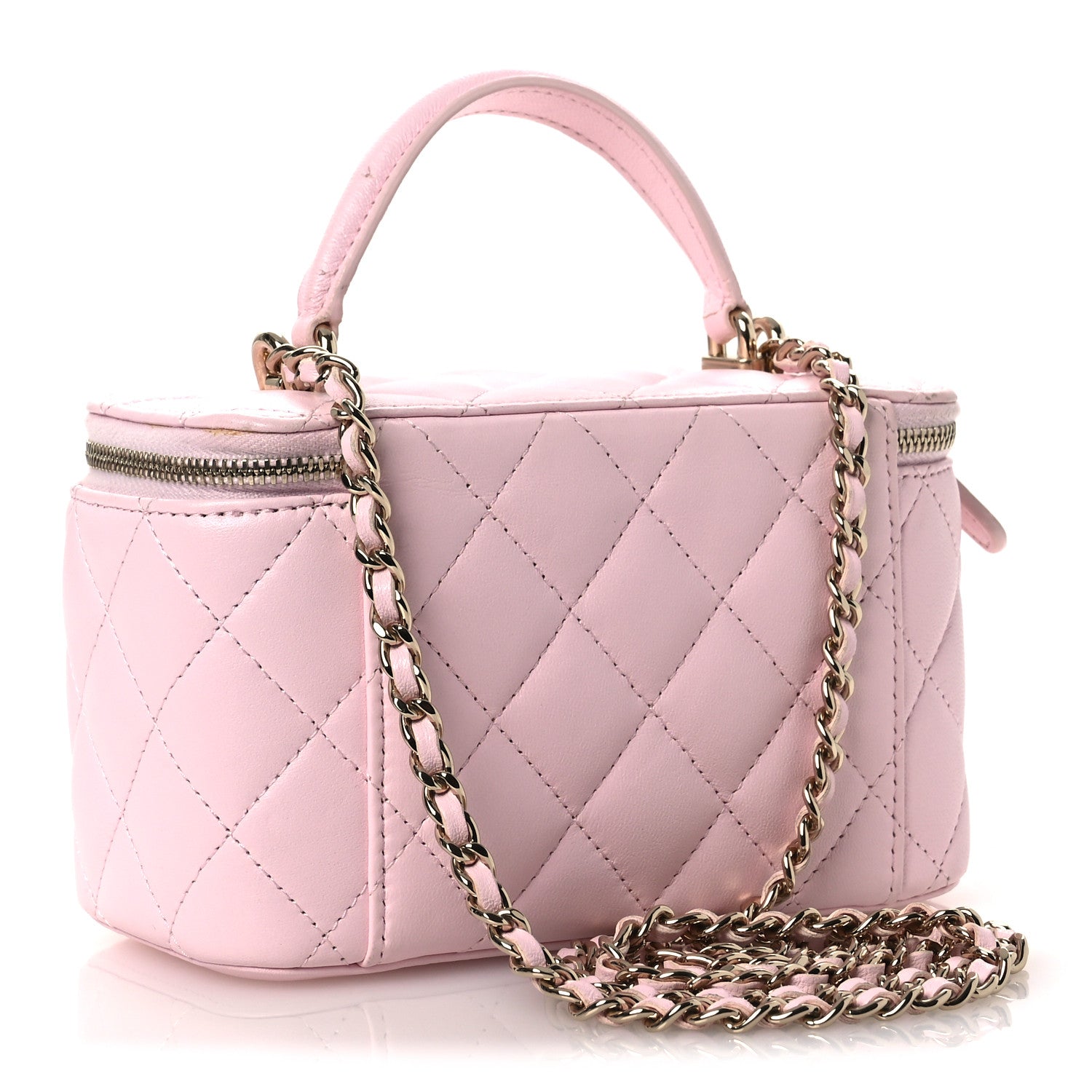 Chanel Lambskin Quilted Small Top Handle Vanity Case With Chain Light Pink 3 of 12