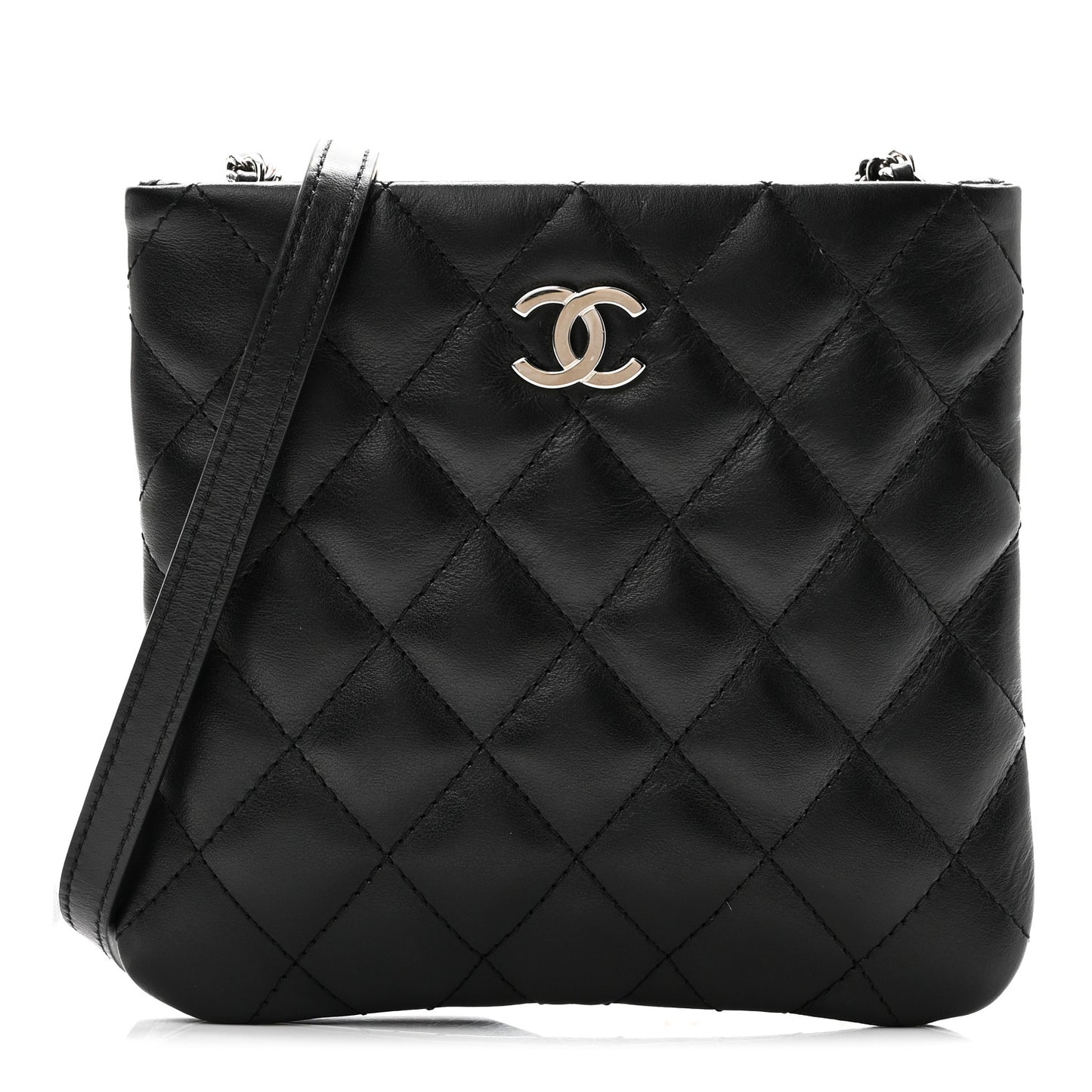 Lambskin Quilted Crossbody Bag Black