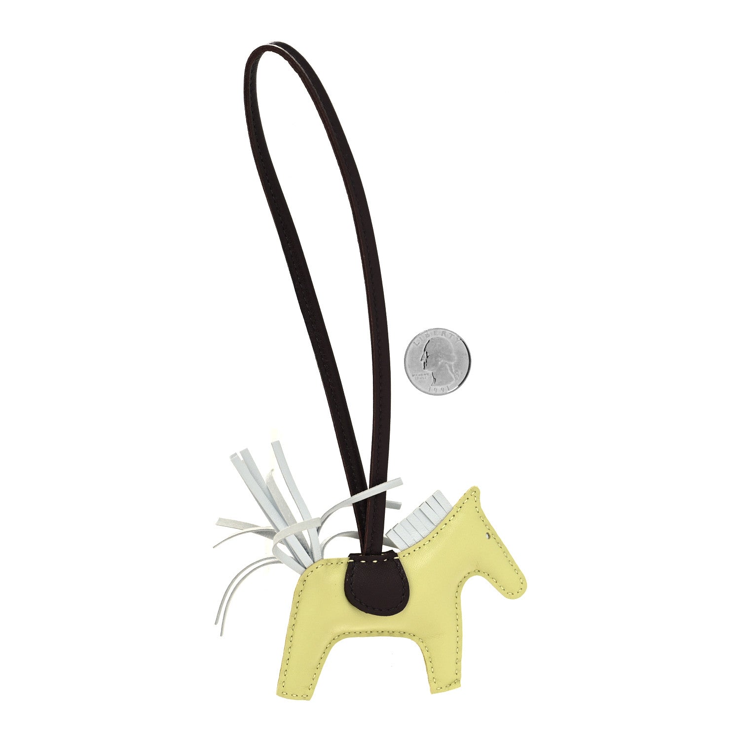 Hermes Milo Lambskin Grigri Rodeo Horse Bag Charm PM Jaune Bourgeon 2 of 3