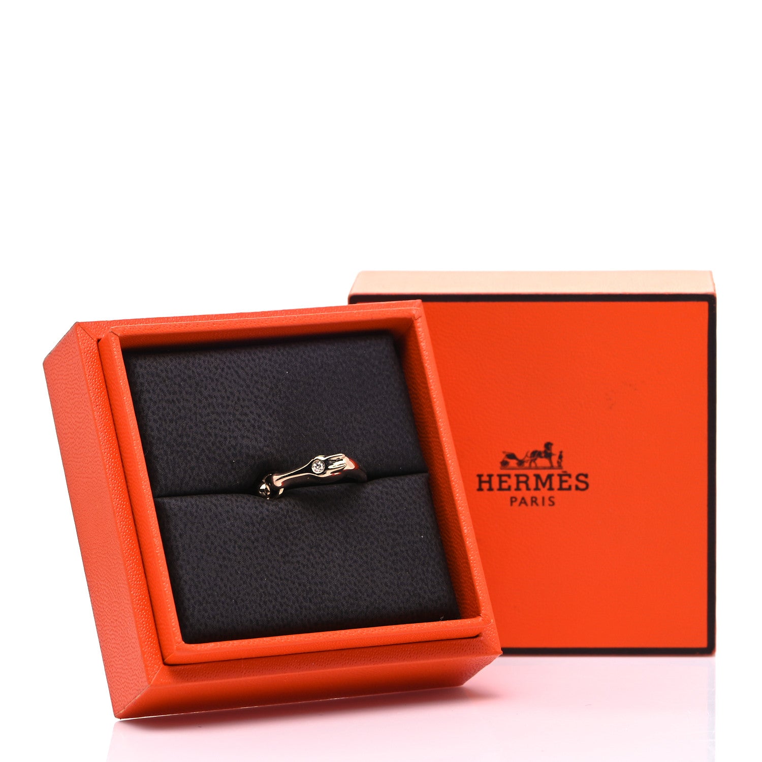 Hermes 18K Rose Gold Diamond TPM Galop Ring 53 6.5 5 of 5